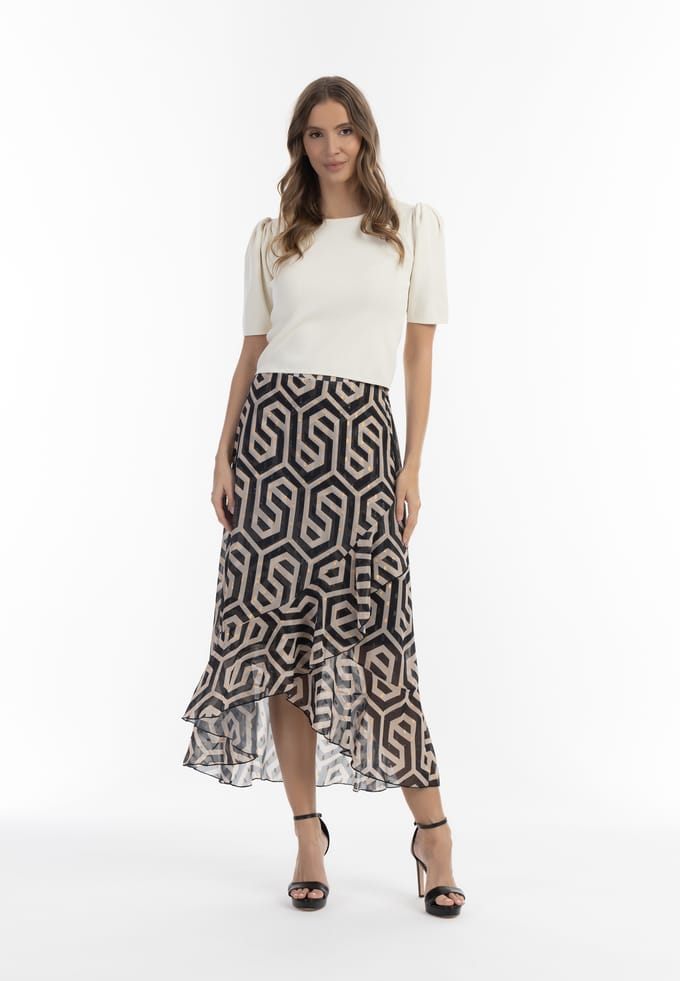 Faina midirok Dames zwart/beige