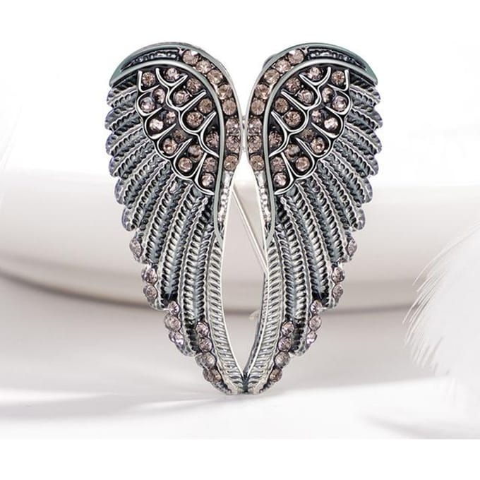 Mode Schattige Strass Engelenvleugels Heren en Dames Broche Jas Accessoires Corsage gray