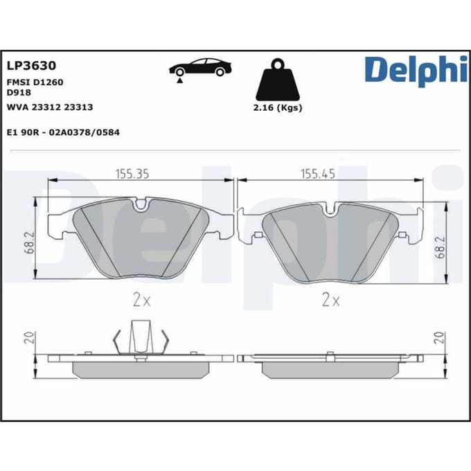 Remblokset DELPHI LP3630, voor