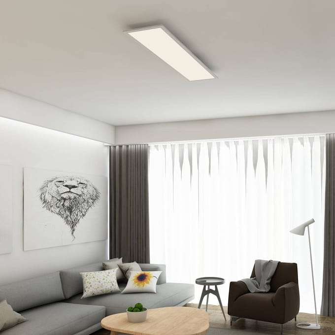 BRILONER Piatto - LED Plafondlamp met bewegingssensor - neutral wit licht - plafonniere met afstandsbediening - 38W - 119,5cm - wit