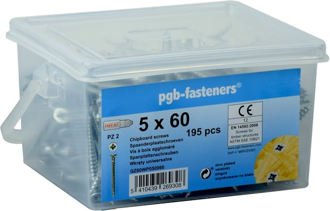 PGB-FASTENERS | SpaanplaatschroefVZK Ø 4x50 Zn/Emmer 385 | 385 st