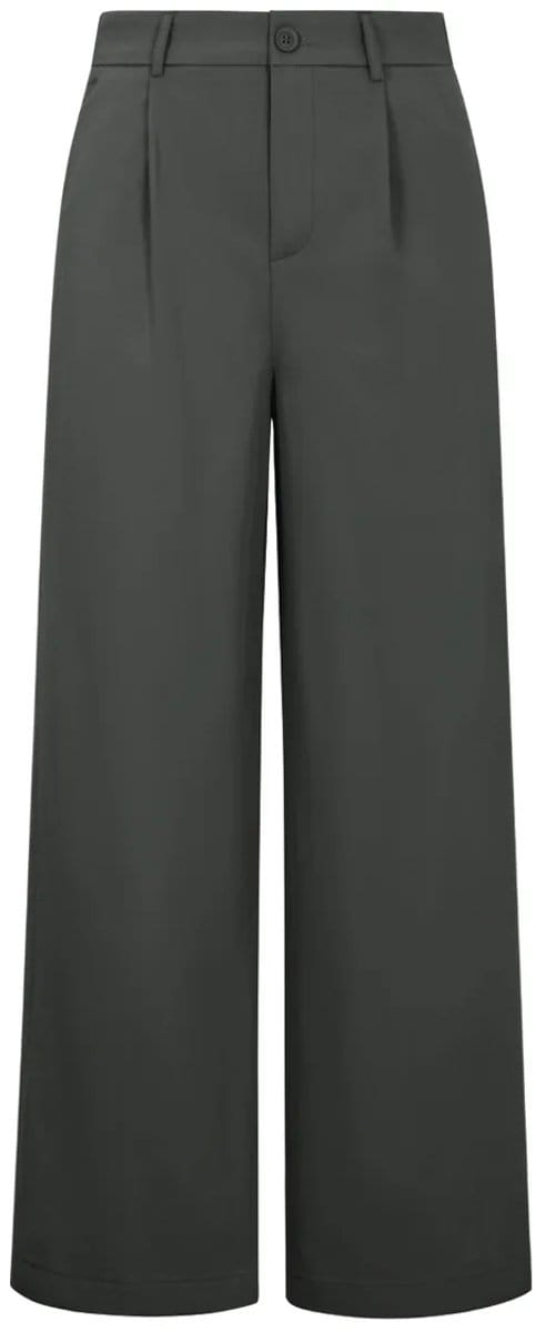 Comfortabele Geweven Polyester Damesbroek met Rechte Pijpen - Grijs - Maat S