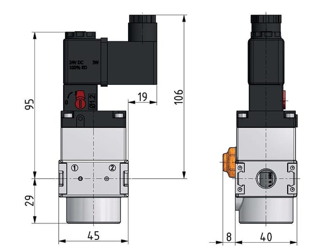 3/2 Klep G1/4 24VDC 1600 l/min Multifix 0