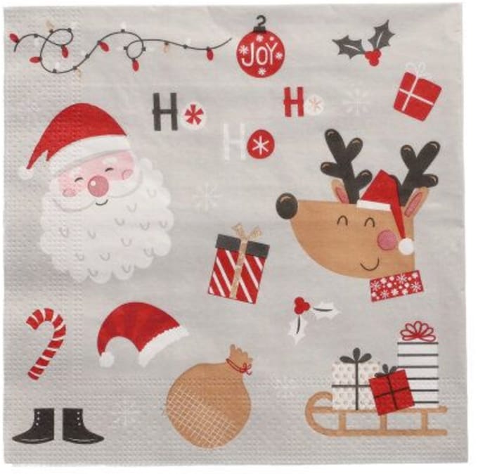 20 x Kerst Servetten 3-laags 1/4 vouw 33 cm x 33 cm "Christmas" papier