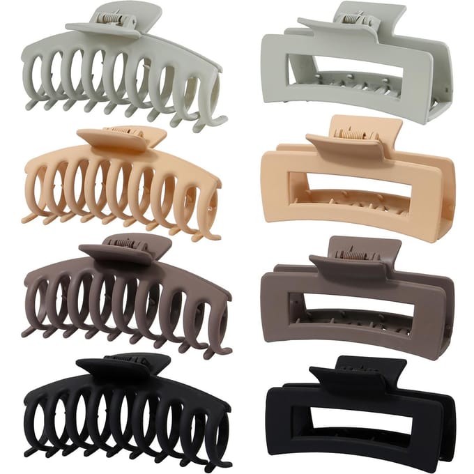8 stuks plastic matte haarklemmen haarspeldjes combinatieset eenvoudige antislip haarklem sterke grip E gray