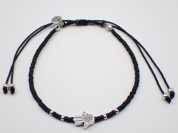 Colure® armband Miyuki matzwart met symbool Hamsa hand