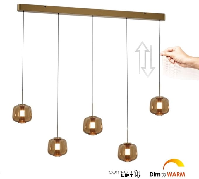 Freelight - Hanglamp Rosa 5 lichts L 120 cm comfortlift rosé goud