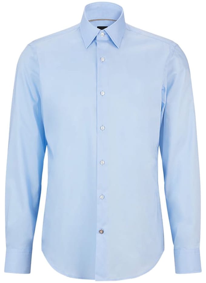 BOSS Joe regular fit overhemd - popeline - blauw gestreept - Strijkvriendelijk - Boordmaat: 42