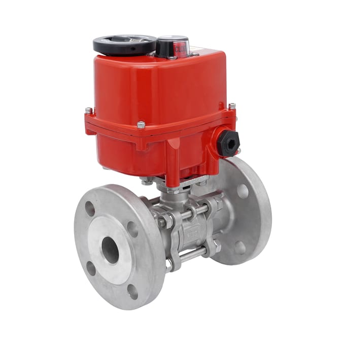 DN20 PN40 3-Delig 2-Weg RVS Modulerende Elektrische Geflensd Kogelkraan 24 V AC/DC