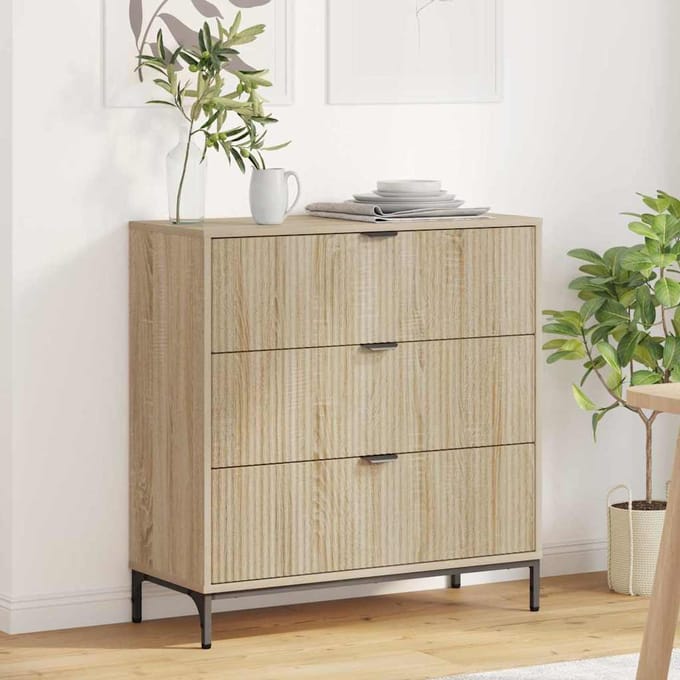 vidaXL - Dressoir - Sonoma - Eik - 79,5 - x - 33 - x - 82 - cm - Bewerkt - hout