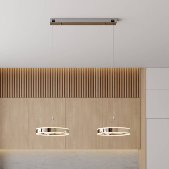 Lucande LED hanglamp Lyani, 85 cm, 2-lamps, chroom, dimbaar