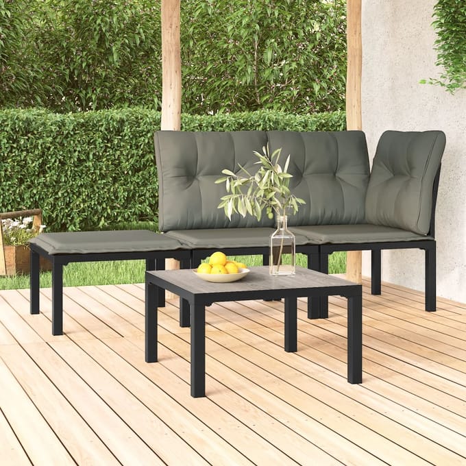 vidaXL - Salontafel - tuin - 55x55x31 - cm - DPC - en - staal - grijs