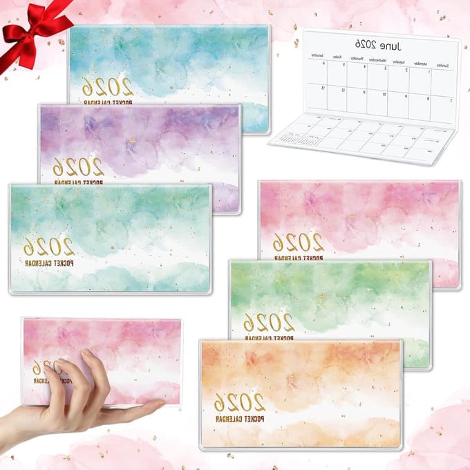 Zakkalender 2025 - Maandplanner Portemonnee - Effectief Plannen - 6 Stuks Pakket - Compact Formaat - Aquarel Design