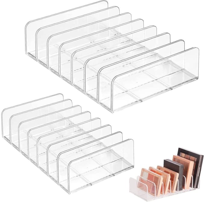 Dailygoods- Oogschaduw Organizer Draaibaar - Make-up Organizer - Acryl - 7 Compartimenten - Transparant - 2 Stuks - Ruimtebesparend
