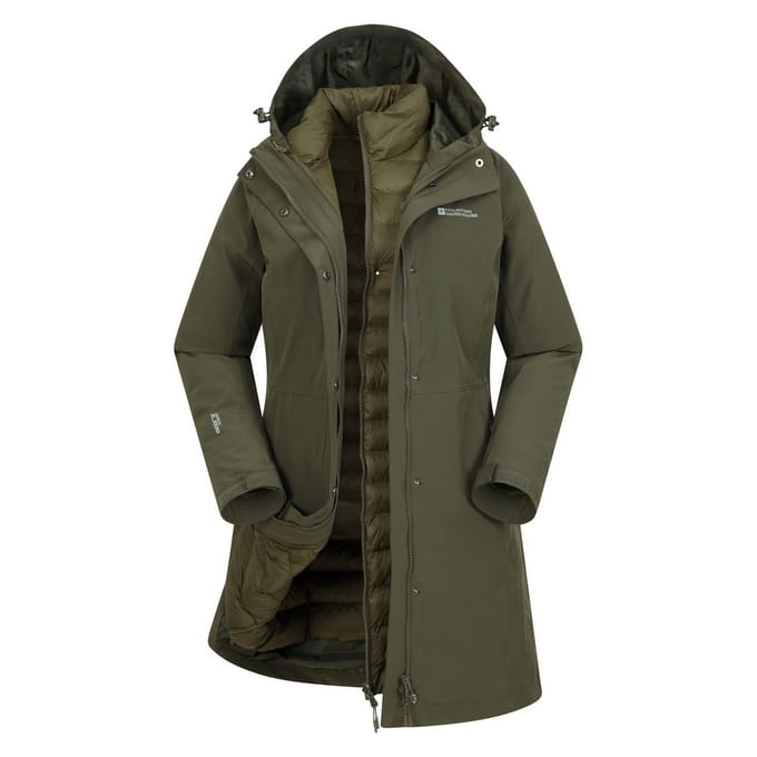 Mountain Warehouse Dames/Dames Alaska Lange 3 in 1 Jas (Kaki Groen)