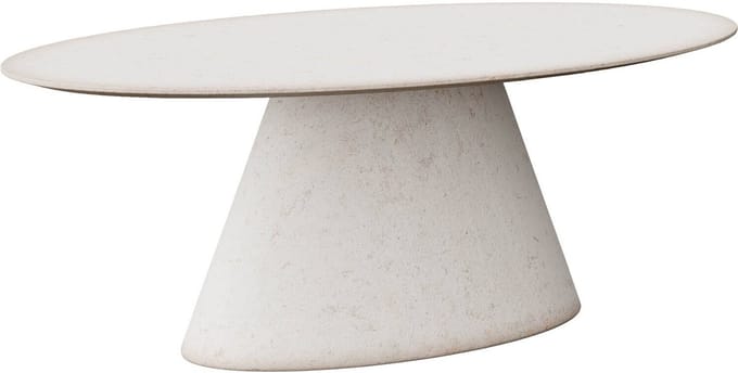 Goossens Stone Eettafel - Beton - 220 x 77 x 120 cm - Ovaal - wit