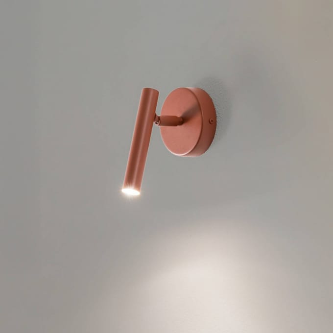 SIGMA Wandlamp Sopel, baksteenrood, 1-lamp, staal, hoogte 15 cm
