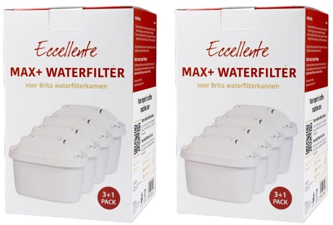 8x Eccellente Max+ waterfilters geschikt voor Brita Maxtra & Brita Maxtra Pro - voordeelverpakking