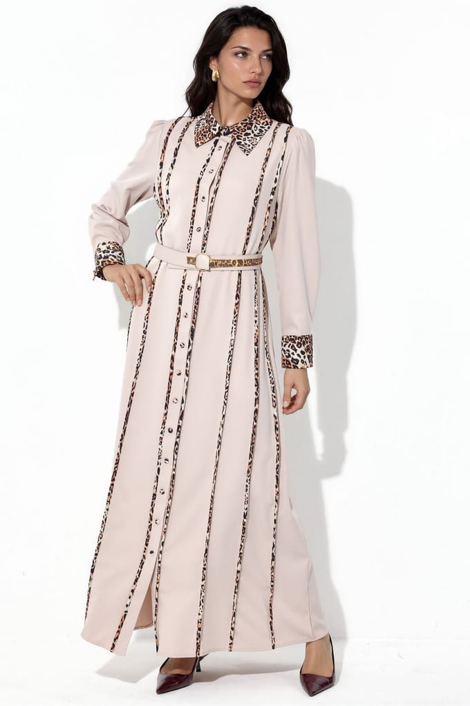 Leopardprint Maxi Shirt Dress