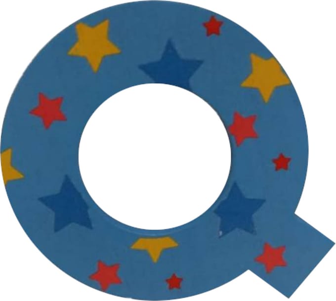 Decoratieletter - Q - Hout - 7cm - Blauw