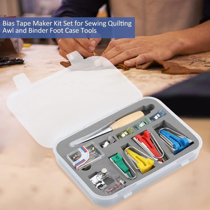 Stof Scheve Tape Maker Vouwer Kit DIY Naaien Quilten Bindtool Set brown