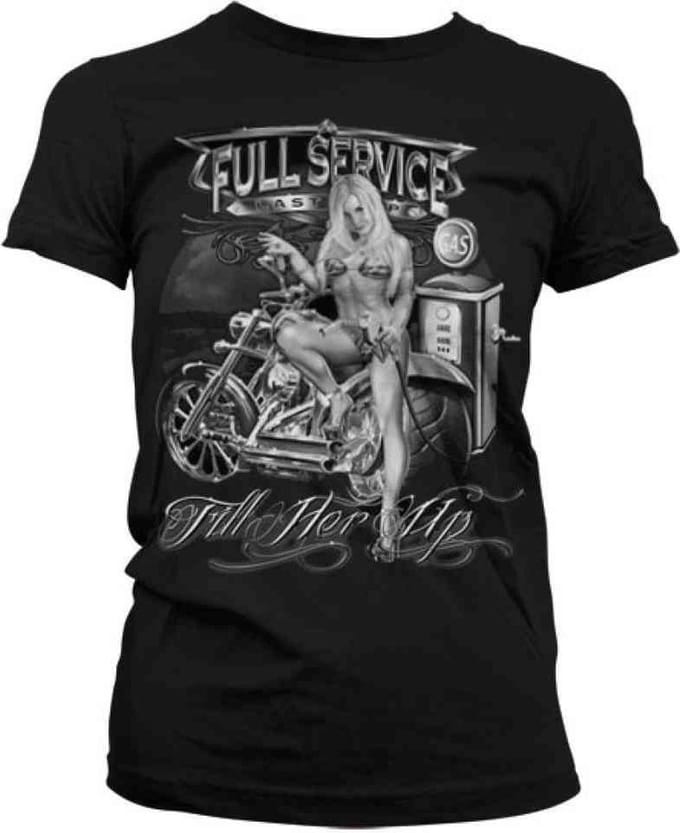 Dames Tshirt -S- Fill Er Up B/W Zwart