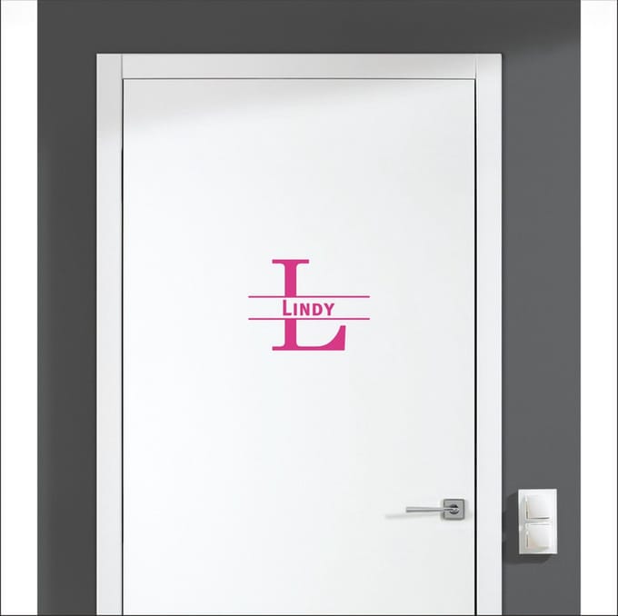 Deursticker Met Naam -  Lindy - Roze