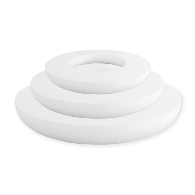 Rayher Hobby Piepschuim vorm / figuren - Platte ringen - set van 3x stuks - wit - Dia 25 / 30 / 35 cm - knutselen