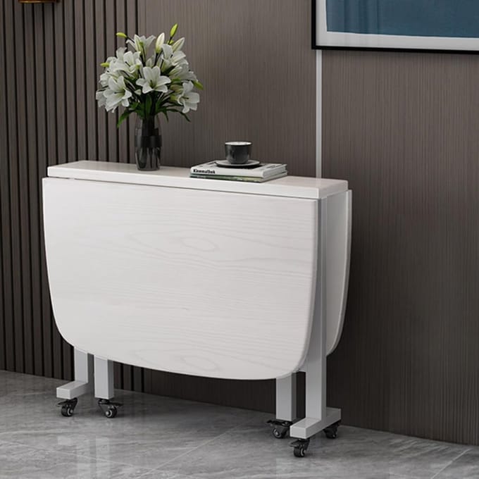 Klaptafel - Eettafel - Ruimtebesparend - Met wielen - 100x60 cm - Wit