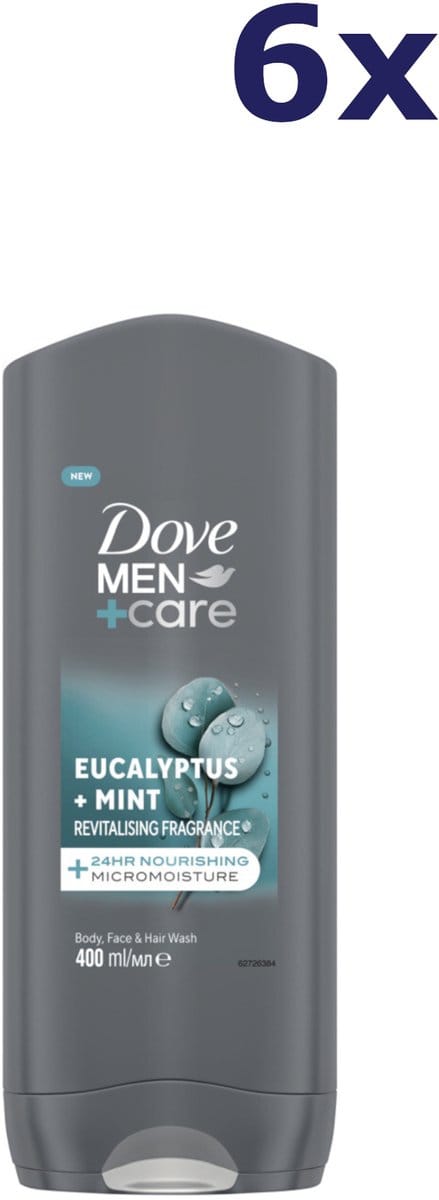 Dove Douchegel Men+ Care Eucalyptus + Mint - 6 x 400 ml - Voordeelverpakking