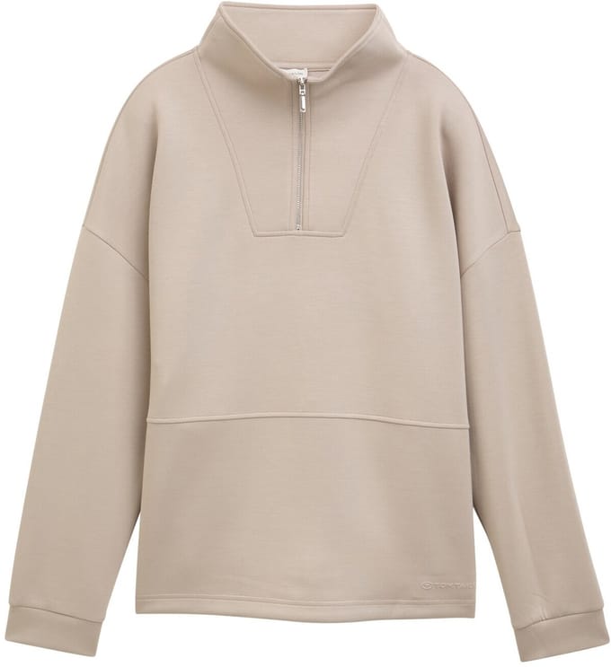 Tom Tailor - Scuba Troyer Sweatshirt - Maat XXL - soft taupe grey