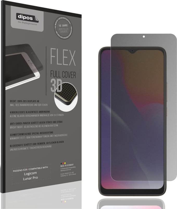 dipos FLEX – Matte Privacy Screenprotector geschikt voor Logicom Lunar Pro | Volledige Schermbescherming | Case-Friendly