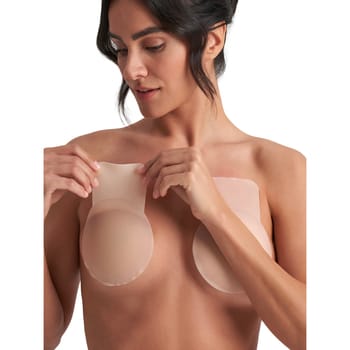 Bye Bra Matt Silicone Pull-Up, zelfklevende bh, onzichtbare bh, matte uitstraling, lift en vormt je buste, beige, XXL