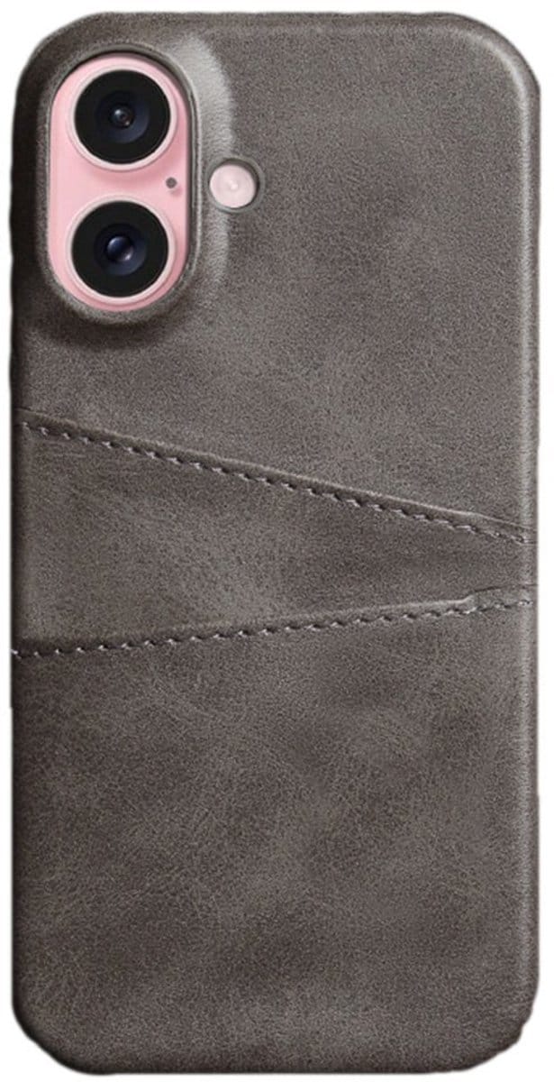 Mobiq - Leather Snap On Wallet geschikt voor iPhone 17 Hoesje - grijs