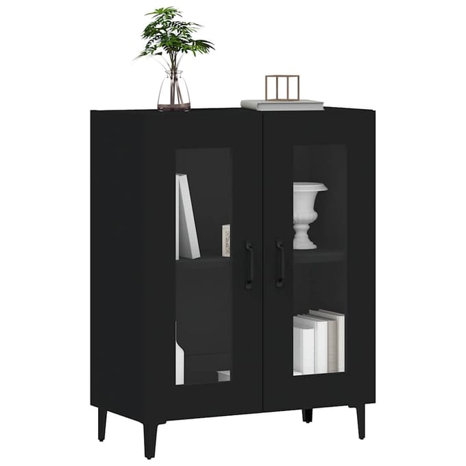 vidaXL - Dressoir - 69,5x34x90 - cm - bewerkt - hout - zwart
