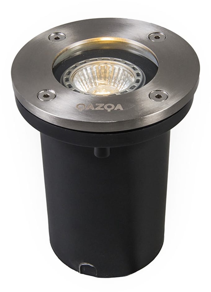 QAZQA basic - Moderne LED Smart Grondspot incl. wifi - 1 lichts - Ø 10.5 cm - Staal - Buitenverlichting
