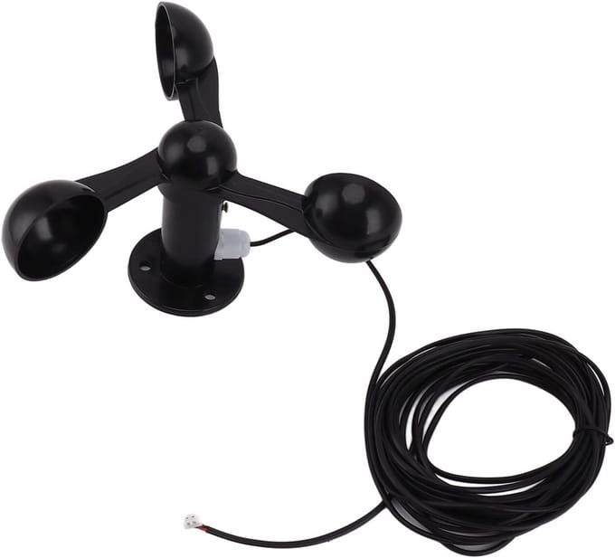 Anemometer Windmeter met 3 Cups - Weerstation Sensor voor Windsnelheid Meten