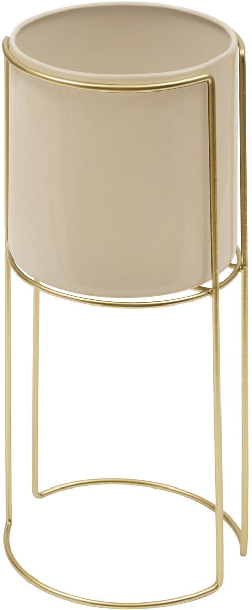 Atmosphera Bloempot/Staanders - Set van 2 stuks - Ø28xH55cm - Beige/Goud