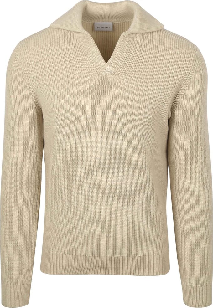 Suitable Trui Riva Knit Ecru - Maat M - Heren - Pullover