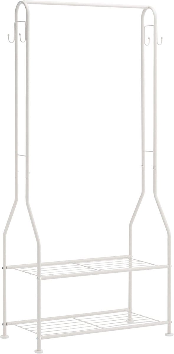 Famanu - Compacte kledingkast met twee onderplanken wit 68x36x150 cm