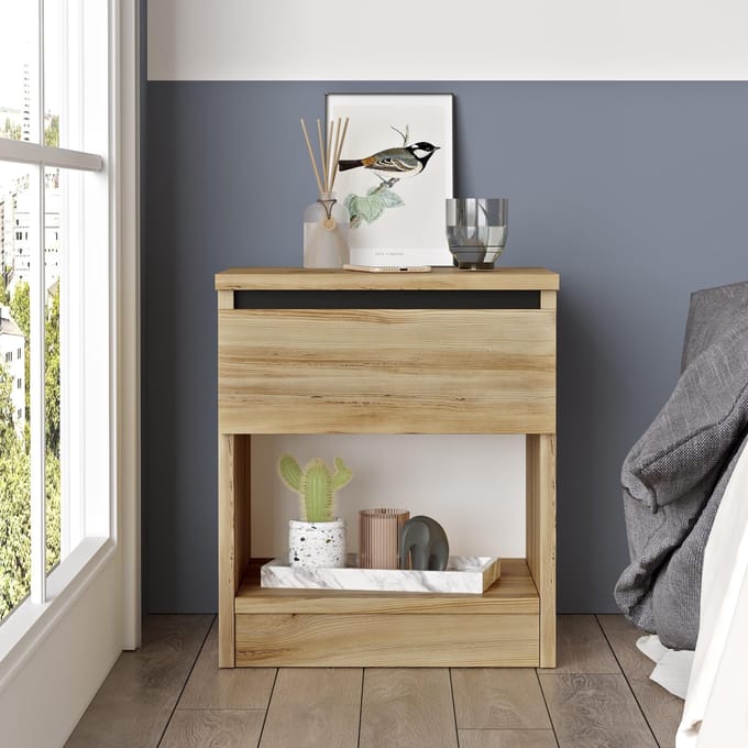 HowHomely LUVIO - Nachtkastje - Eiken - Laden - Melamine