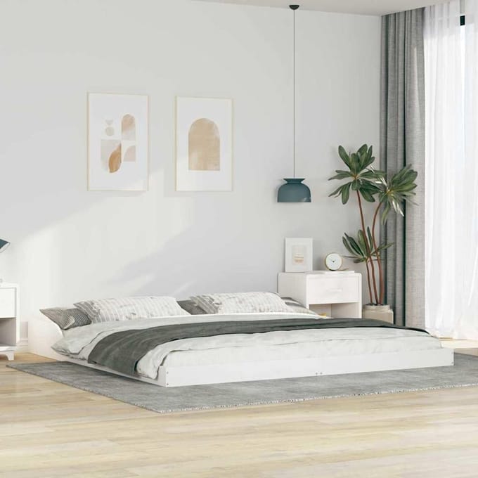 Bedframe Hout - Slaapkamer Meubel - Rustige Nachtrust - Massief Pijn Hout - 180 x 220 cm - Wit