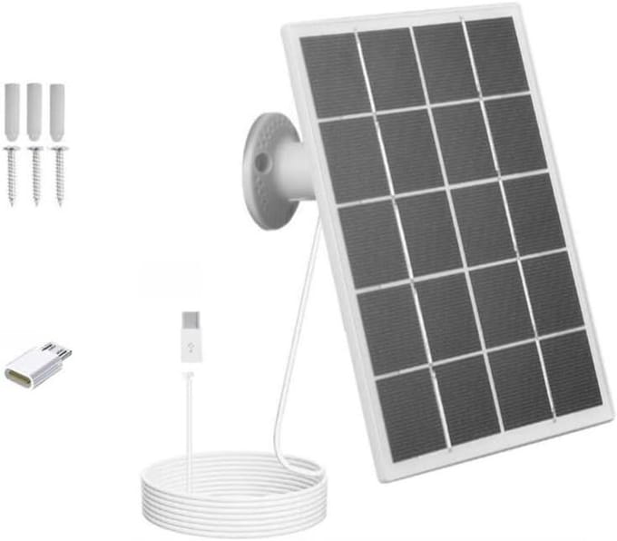 Zonnepaneel - Energiepaneel - Camera opladen - Monokristallijn silicium - 3 meter kabel - Wit