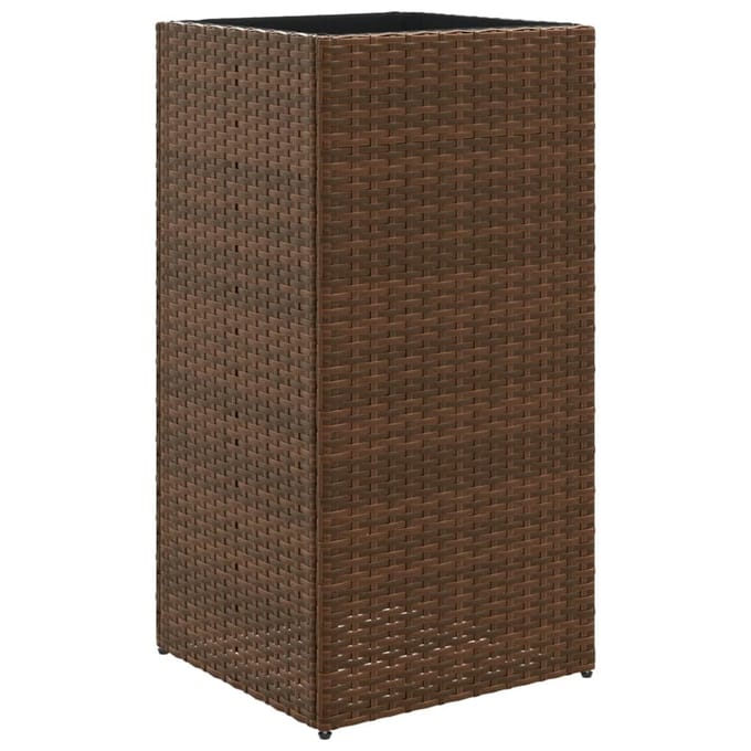 vidaXL - Plantenbak - 40x40x80 - cm - poly - rattan - bruin