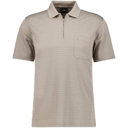 Ragman Polo Softknit Fine Duo Line Zip Collar Beige / male