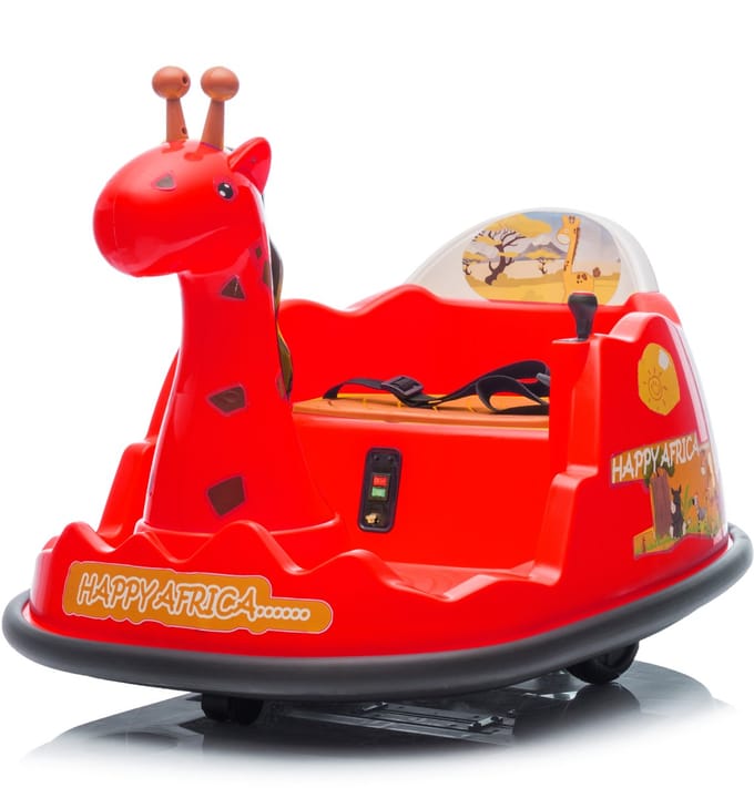 Triumpunpre - Elektrische Kinder Botsauto 6V - Giraffe Design - 360 Rotatie - Bluetooth & LED (Rood, 2-5j, Max 30kg)