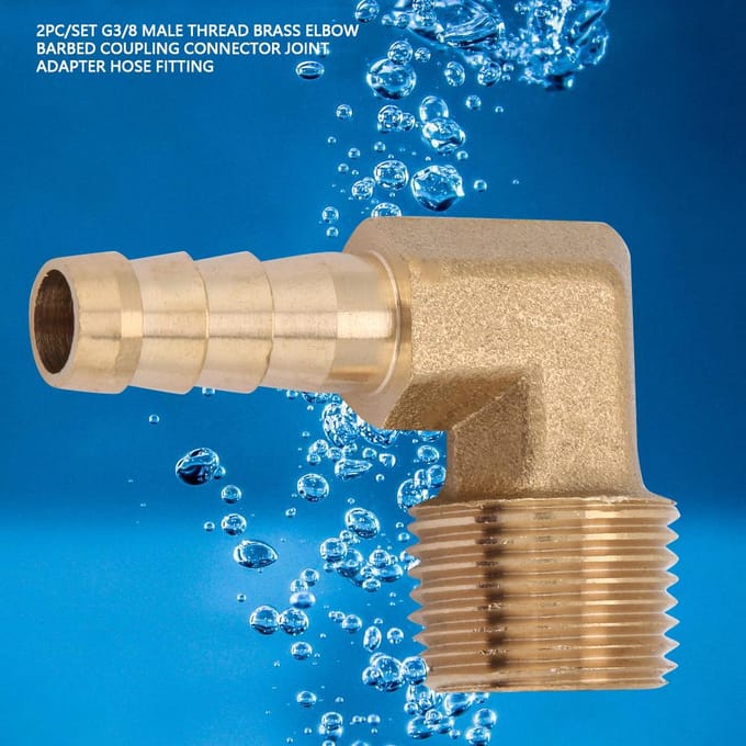 2 stuks set G38 buitendraad messing elleboog slangtule koppelstuk connector verloopstuk fitting(8 mm)