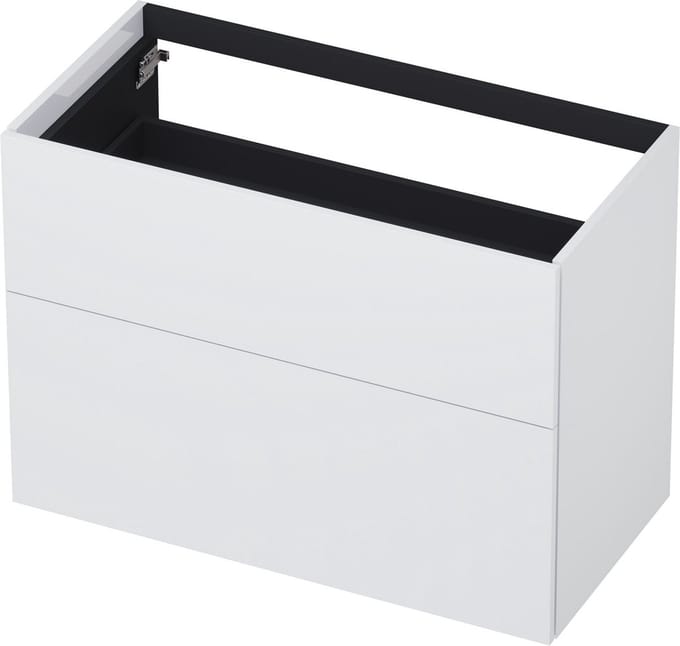 INK® wastafelonderkast 2 laden greeploos push to open gelakt 90x45x65cm, mat wit