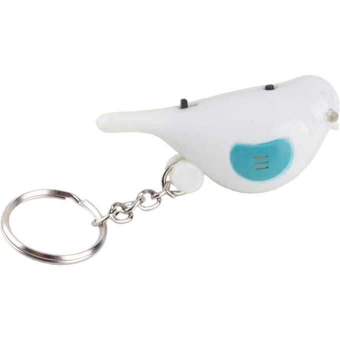 Vogel LED Fluitje Sleutelvinder Intelligente Spraakbesturing Sleutelhanger Met Batterij wit