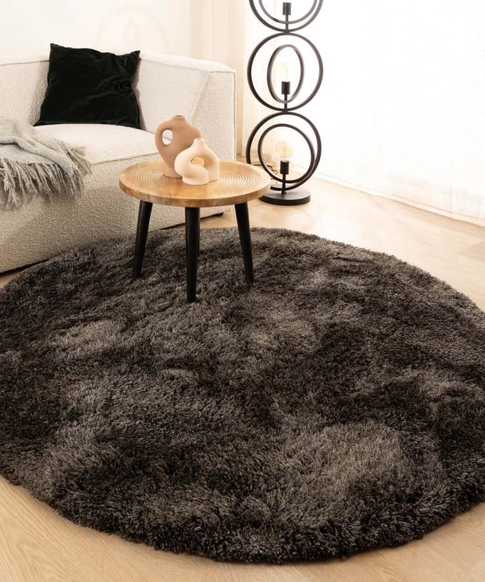 Shaggy vloerkleed rond - Meadow antraciet 100